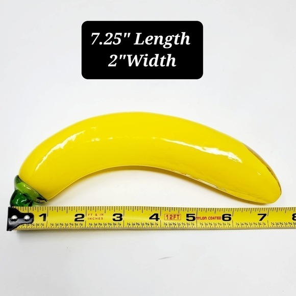 25. Handblown Banana Yellow With Green Stem Glass Kitchen Home Decor - Picture 5 of 5